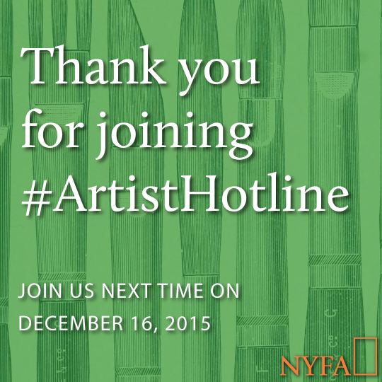 Thank you for joining #ArtistHotline