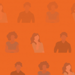 Image: Graphic with a bright orange background with a large, repeating pattern of people. The word "expanded" appears in the upper right-hand side to reflect the updated eligibility categories of the Tri-State Relief Fund.
