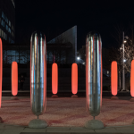 Image Detail: "Breathing Pavilion," installation comprised a 30-foot circle of 20 nine-foot two-tone illuminated inflatable columns.