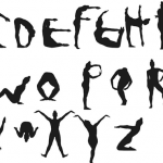 Bodies in the shape of letters. The entire alphabet is formed as such.