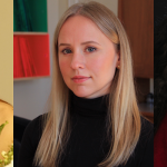 Headshots of Fiona Alison Duncan, Maud Madsen, and Maryam Mir